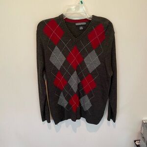 Gray and Red Argyle Sweater